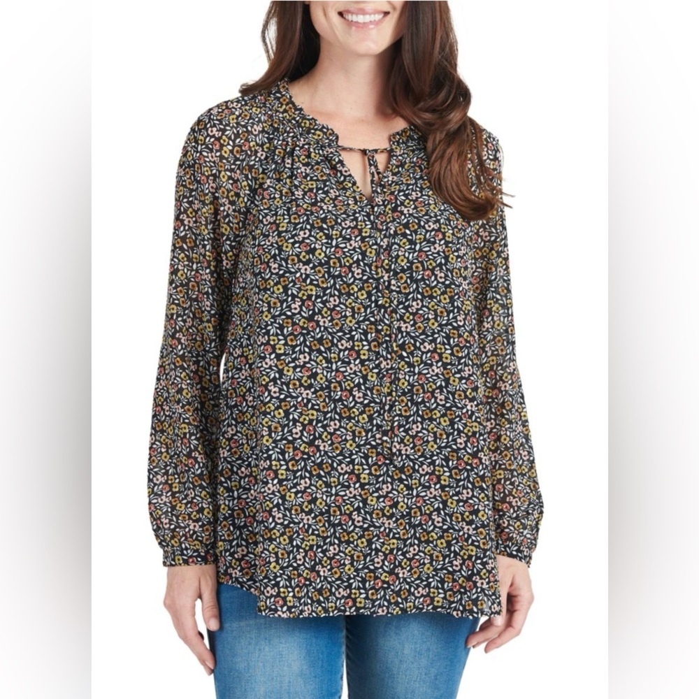 NWT DR2 by Daniel Rainn Notched Neck Swiss Dot Top Sz XL